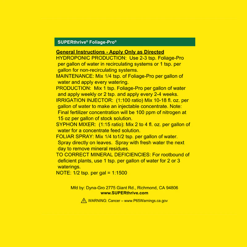 Superthrive Dyna-Gro FOLIAGE-PRO 9-3-6 - Image 3
